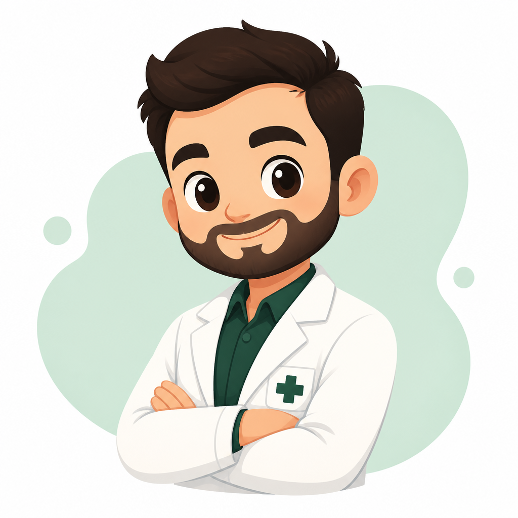 Ilustração de um farmacêutico de bata branca